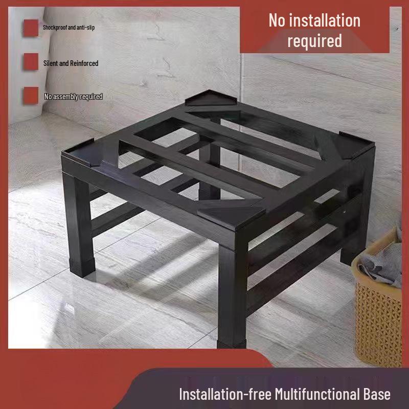 Schmiedeeiserner Universal-Geräteständer für Waschmaschinen, Kühlschränke und Geschirrspüler mit höhenverstellbarem Stauraum.