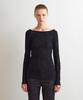 Aobteu Floral Pattern Long Sleeve Top - Black