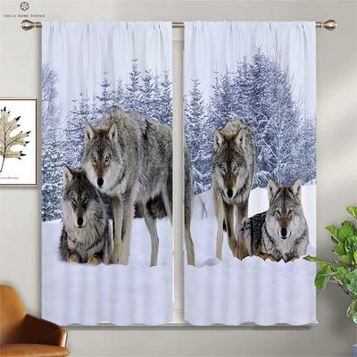 Cortinas blackout com estampa de lobo animal, isolamento térmico, quarto, sala de estar, cortinas decorativas de cozinha, decoração para casa