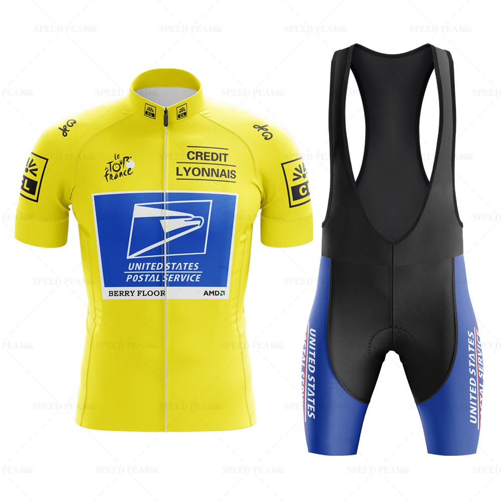 2026 Cycling Jersey Men Short Sleeve Set Retro Bib Men's Short Sleeve Yellow Bike Clothing Bicycle Summer Sportswear Triathlon Retr