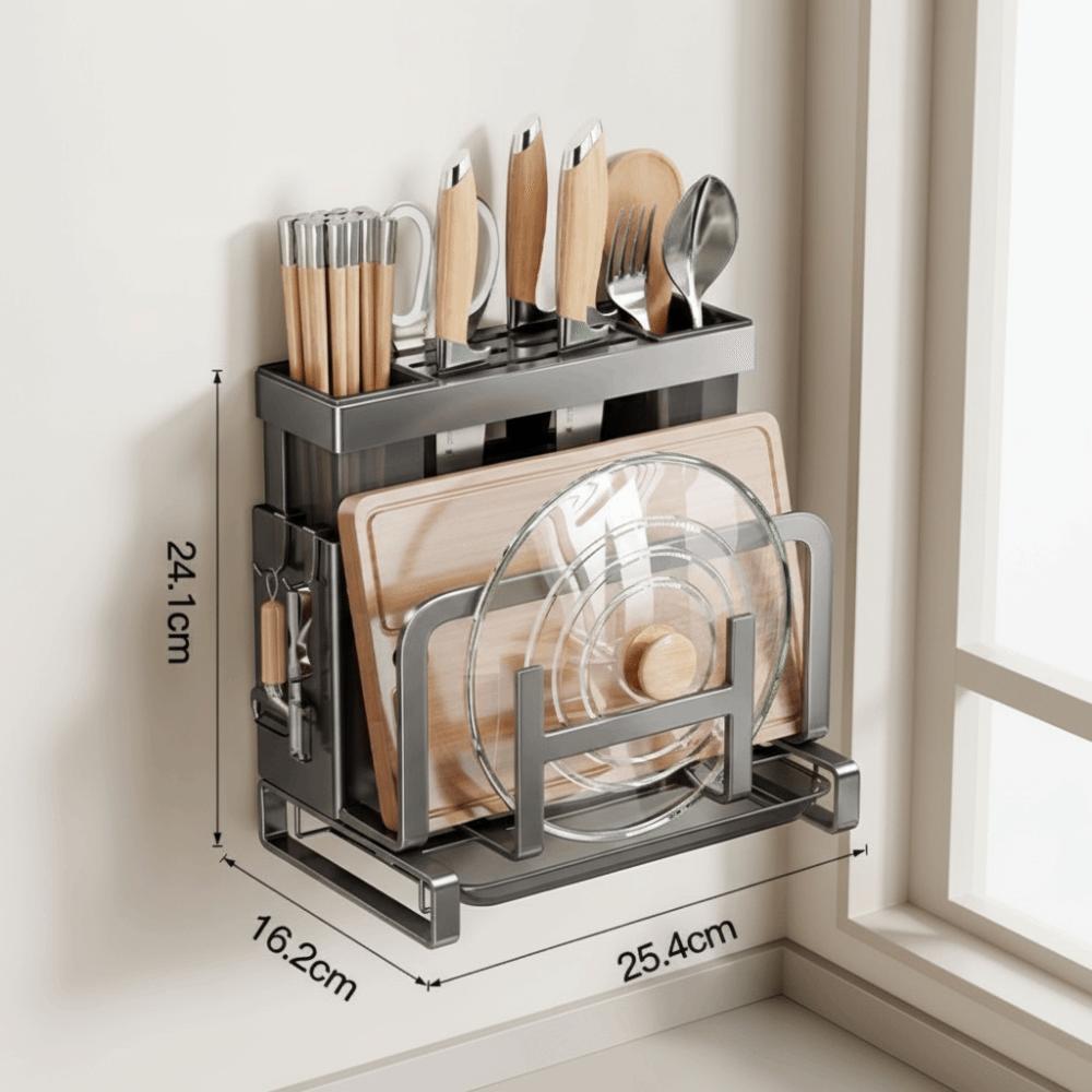 With Drainer Kitchen Storage Rack Wall Mount Chopstick Organization Countertop Organizer Cutting Board Holder Cooking Area