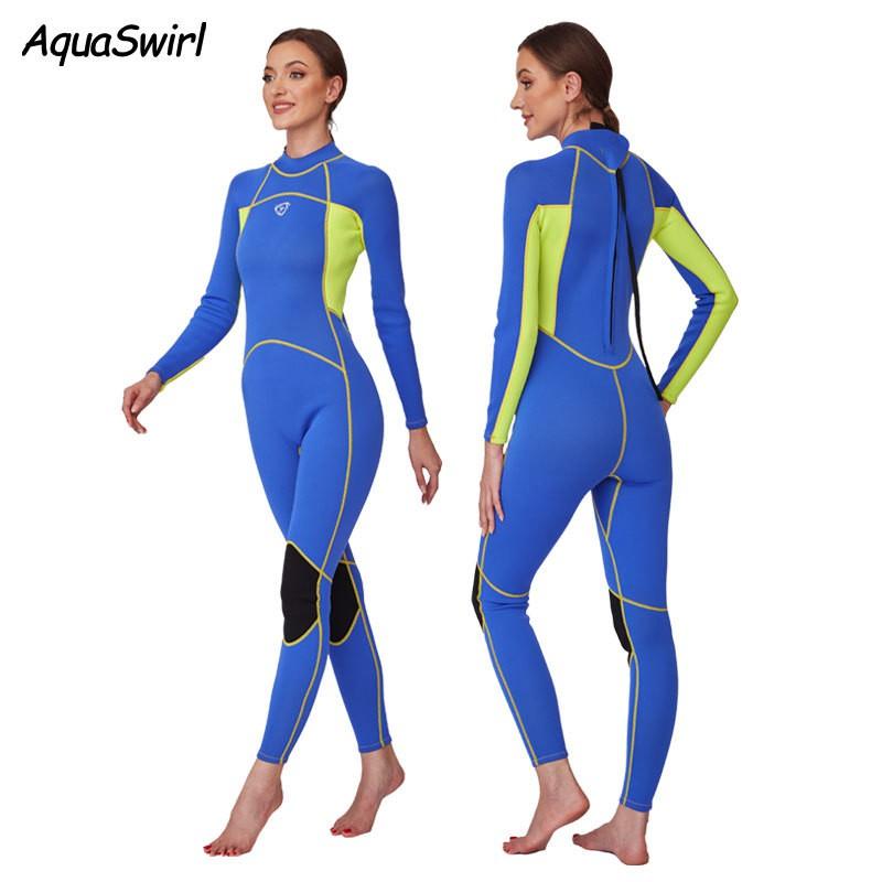Womens Full Length Long Sleeve Wetsuit Freediving Snorkeling Swimming Surfing UV Protection Quick Dry Neoprene
