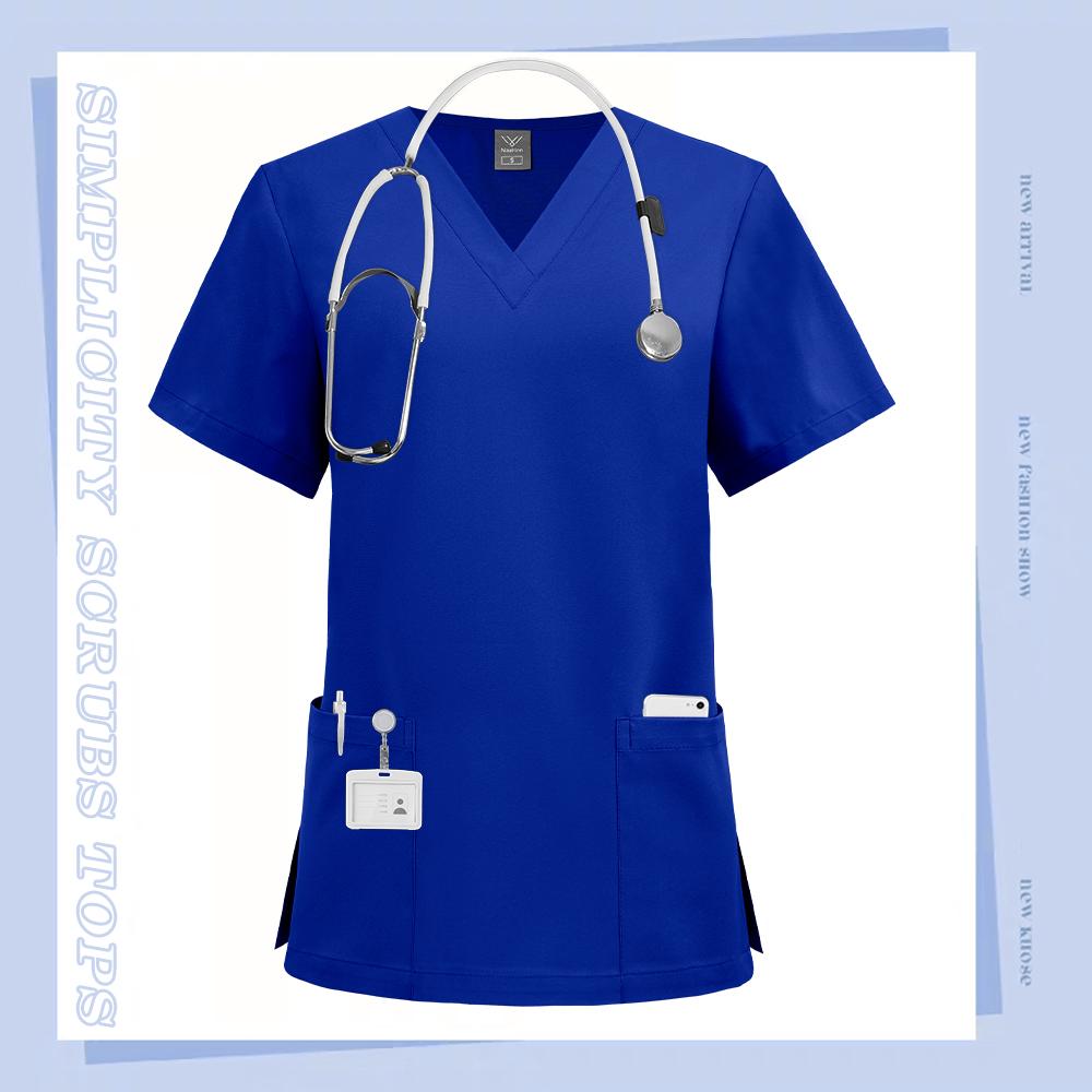 Scrubs Top Medical Surgical Uniform Scrub Blouse Unisex Hospital Working Clothing Pharmacy Nurse Shirt Dental Workwear