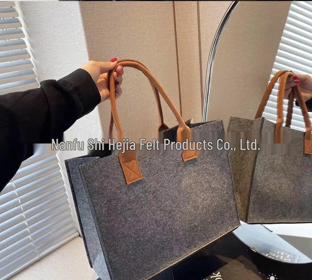 Stylish Color Block Felt Tote Bag - Large Capacity, Customizable for Gifts & Business