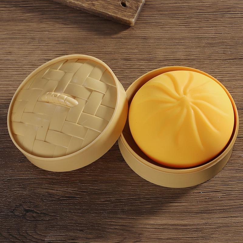 Squeeze Fun Dumpling-shaped Stretchy Toys with Steamer Soft Stress Relief Squeeze Ball Kids Birthday Party Favors Christmas Gift