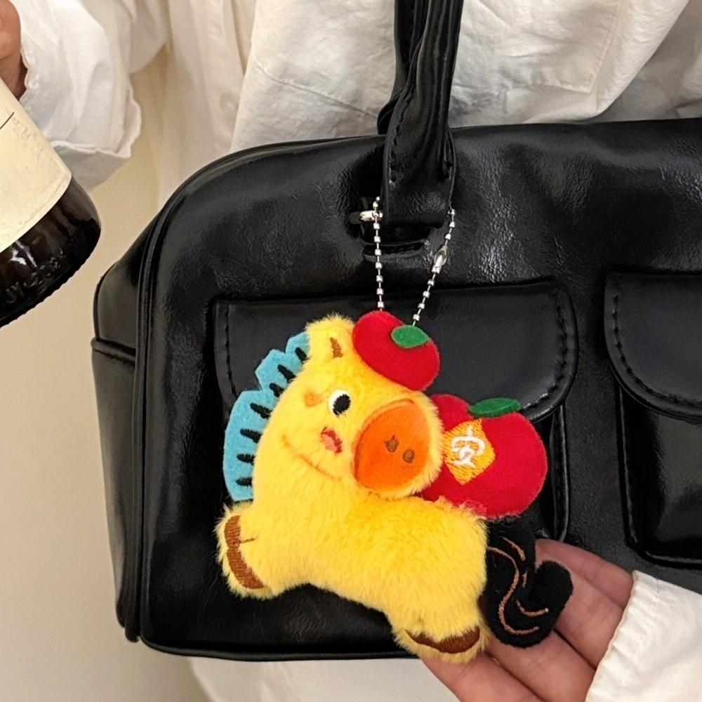 Embroidery Plush Horse Doll Pendant Keychain Zodiac Mascot Dolls Unique Horse Ornament  Student Bag