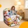 Large Capacity DIY Doll Storage Bag for Sofa Transparent PVC Toy Organizer Box Cushioned Seat Space-Saving Multifunctional Stool