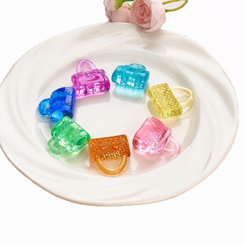 Colorful Acrylic Crystal Gem Cartoon Crown Ring Fun Toy
