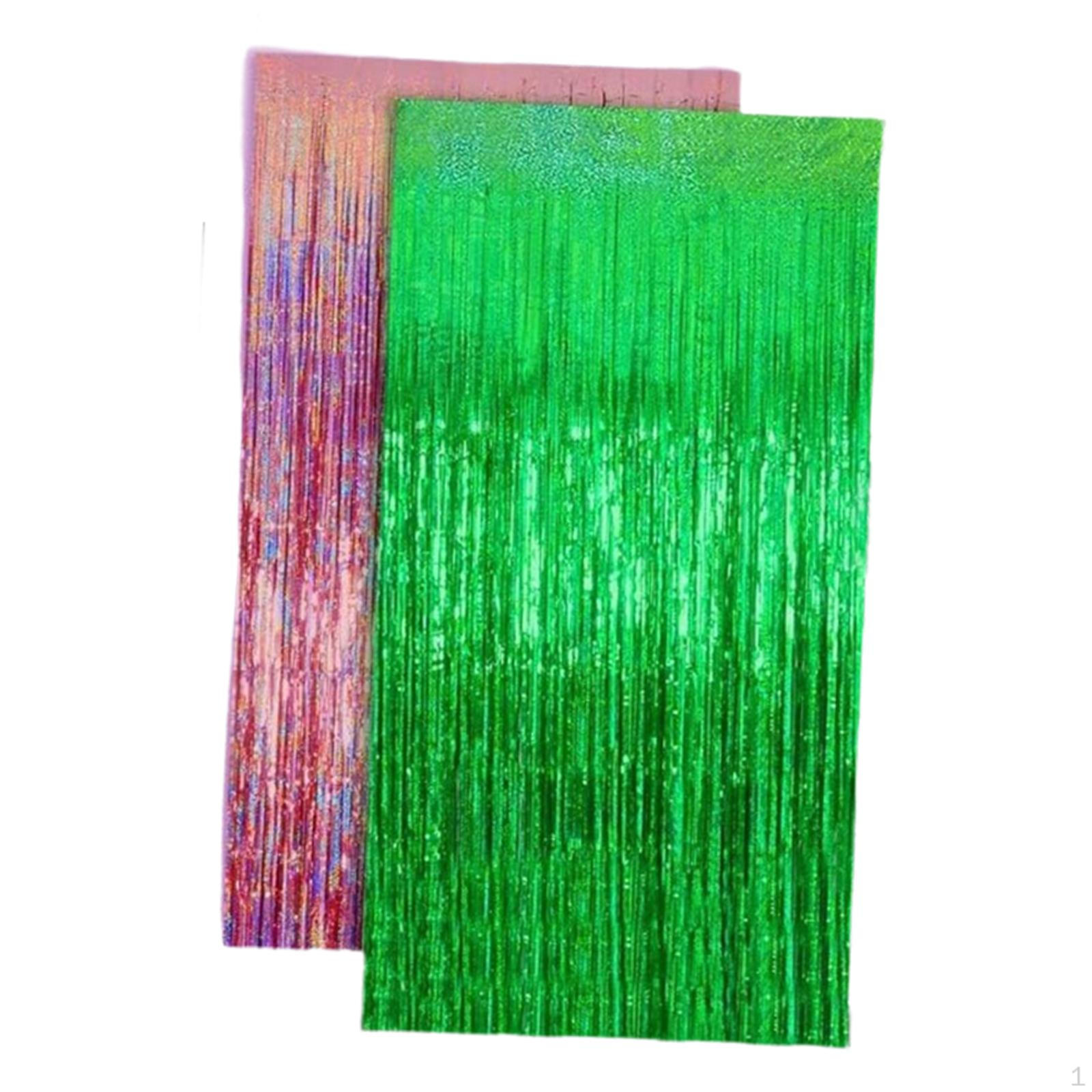 

2 Pieces Fringe Curtains 100 Cmx200 cm Portable Background Unique Photo Backdrop Streamers for Pink Green
