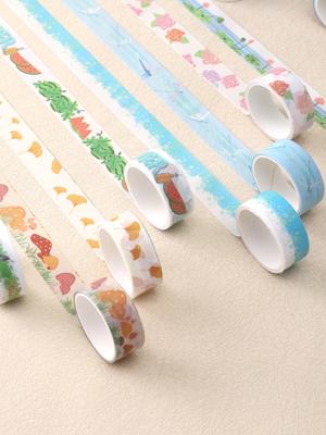 10rolls/Box Four Seasons Theme Washi Tape Colorful  School Supplies Kawaii Stickers Masking Tape Aesthetic Stationery Washi Tape