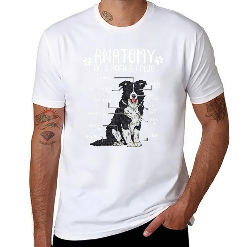 Funny Border Collie Anatomy Dog Lover Gift TShirt Basic Casual Short Sleeve Cotton Shirt