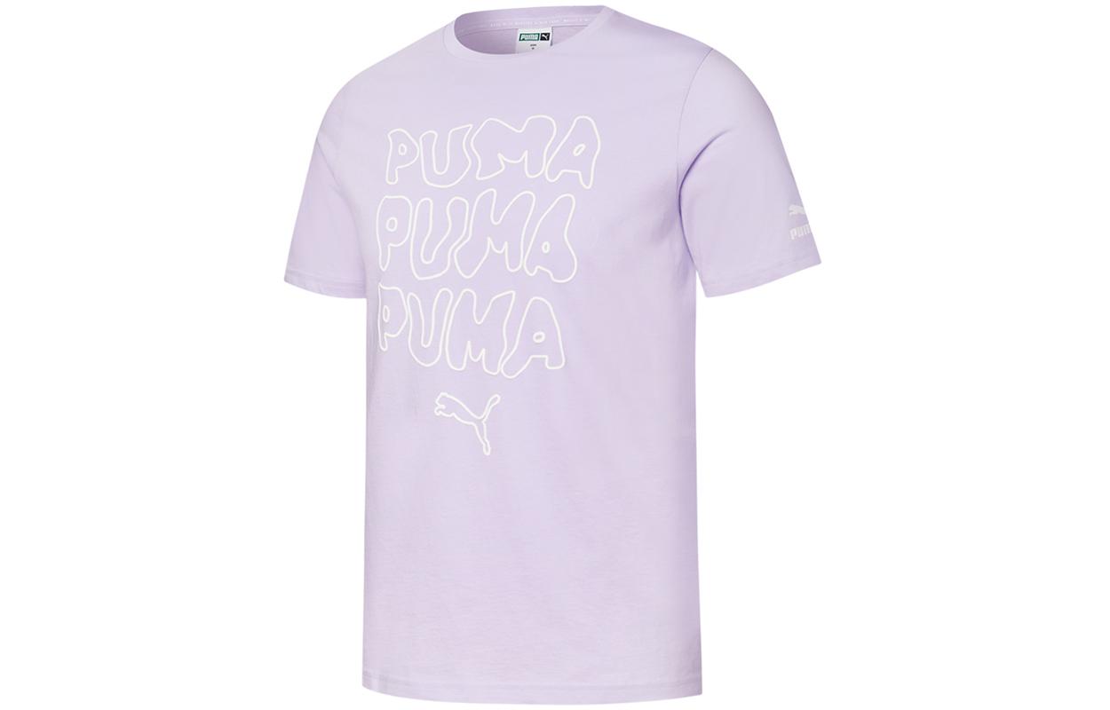 PUMA T Shirts Men s Light Purple Crew Neck Moderate Straight Fit 532612-16 L