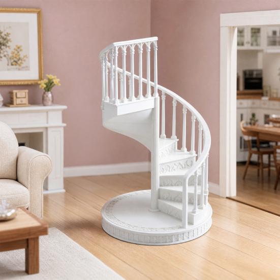 Miniatur-Wendeltreppe, Winziges Retro-Treppenmodell, Miniaturtreppen-Nachbildung für Puppenhaus im Maßstab 1:12, Miniatur-Szenen