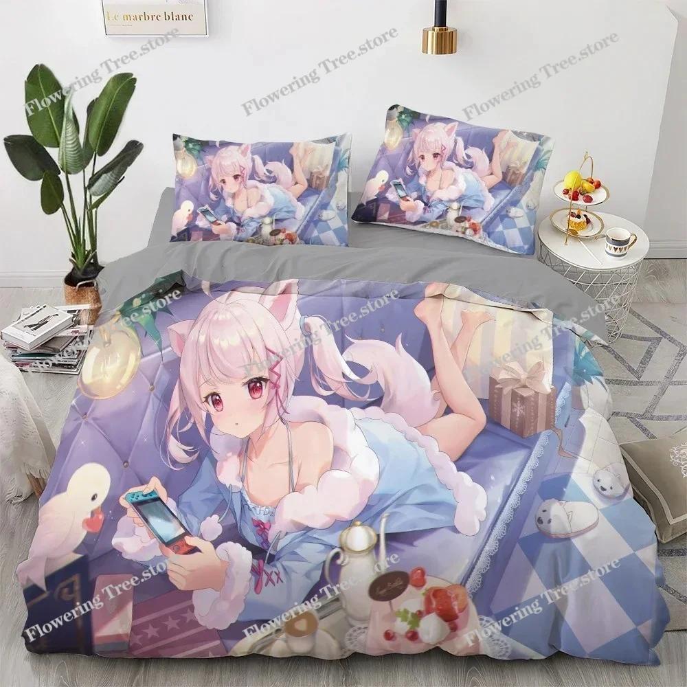 Anime kawaii Pościel Zestaw Japonia Anime loli Poszewka na kołdrę Zestaw Dziecięca Sypialnia Kreskówka 3D Drukowana Poszewka na kołdrę Sypialnia Prezent