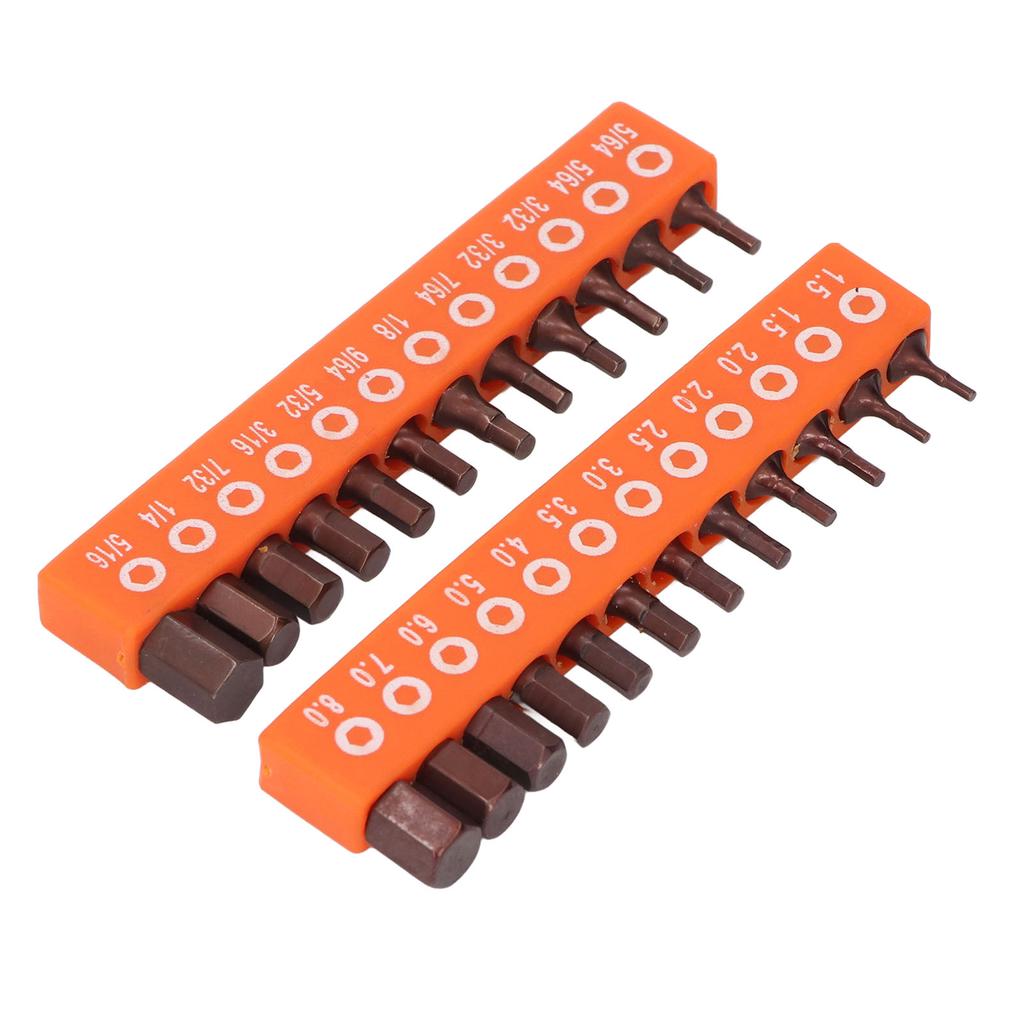 24 Pcs Hex Head Drill Bit Set 1/4 Inch Hex Shank S2 Alloy Steel Metric and SAE Hex Bit Set for Indus