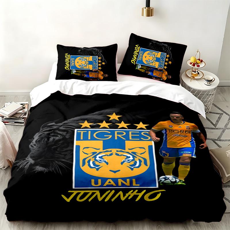 Club Tigres UANL 3pc Set Perfect for Bedroom Use Comfortable Bedding Set Includes a Duvet Cover and Two Pillowcases Ideal Birthday or Christmas Gift