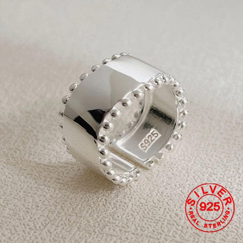 

BFClub Silver Color Irregular Ring Female Wide Dots Open Simple Retro Style Handmade Rings Jewelry Birthday Gift