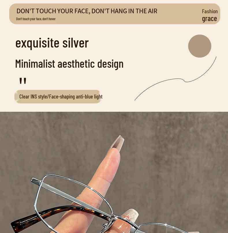 Damen Ultra-Leichte Brille mit Silberrahmen für Kurzsichtigkeit - Reines Titan, Blaulichtfilter, Rundes Gesicht Design