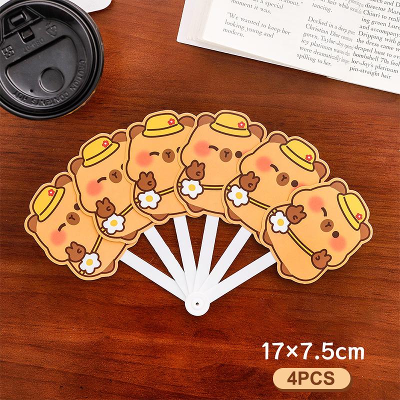 

4 шт. Милый мультяшный веер-складень с капибарой, Летний портативный мини-вентилятор для охлаждения, Студенческий ручной веер, Кавайные детские веера, Подарки