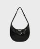 Fallett Cracked Leather Moon Bag Black