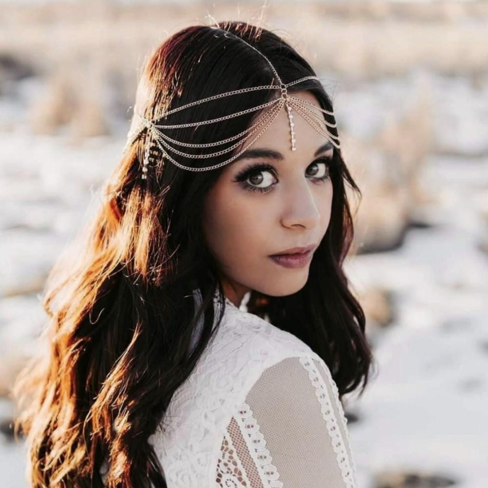 Decoration Rhinestone Fashionable Multi Layer Chain Design Women Headwear