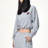 Fila Logo Print Half High Neck Sports Crop Sweatshirt Women Sweatshirt Gray F11W149215F-MG