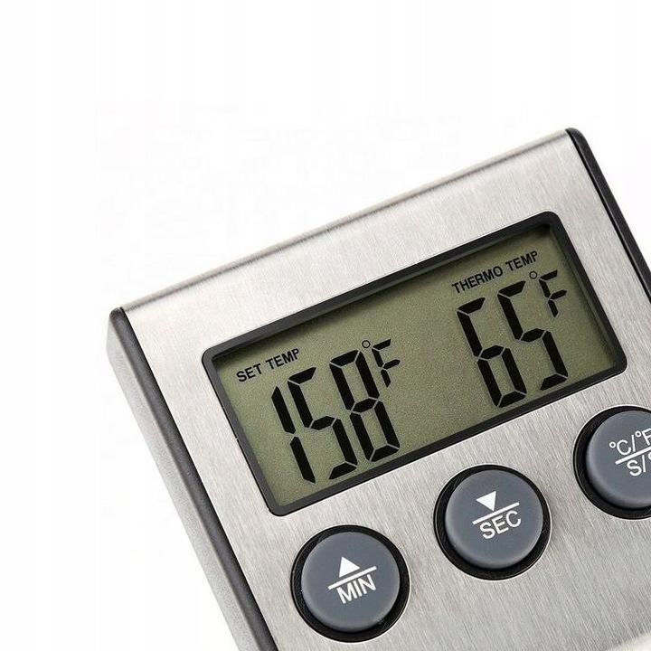 Termometr Do Piekarnika Wędzarni Termostat Grill Mięsa Sonda Timer Minutnik