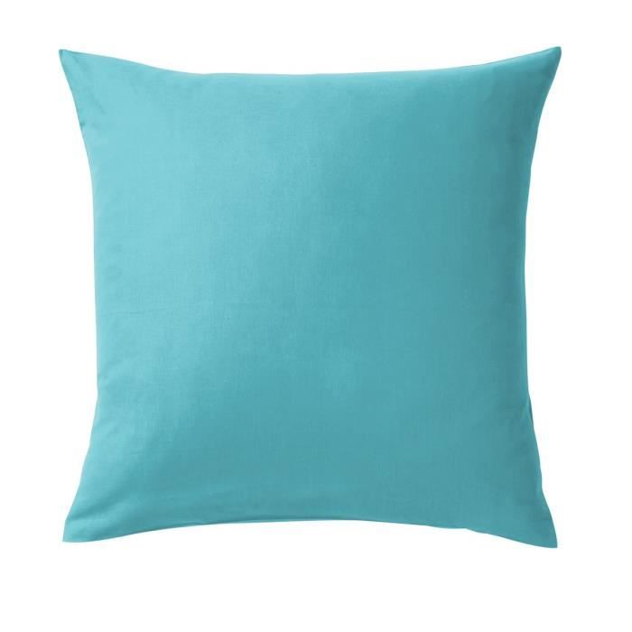 Taies d'oreiller - 63x63 cm - 100% coton - Bleu - Lot de 2