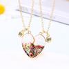 2Pieces/Set Heart Pendant Magnet Matching Necklace Colorful BFF Friend Girlfriend Relationship Gift Valentines Day