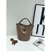 Soft Vegan Leather Bucket Bag Women Casual Crossbody Tote With Woven Detail Medium Size Multiple Colors