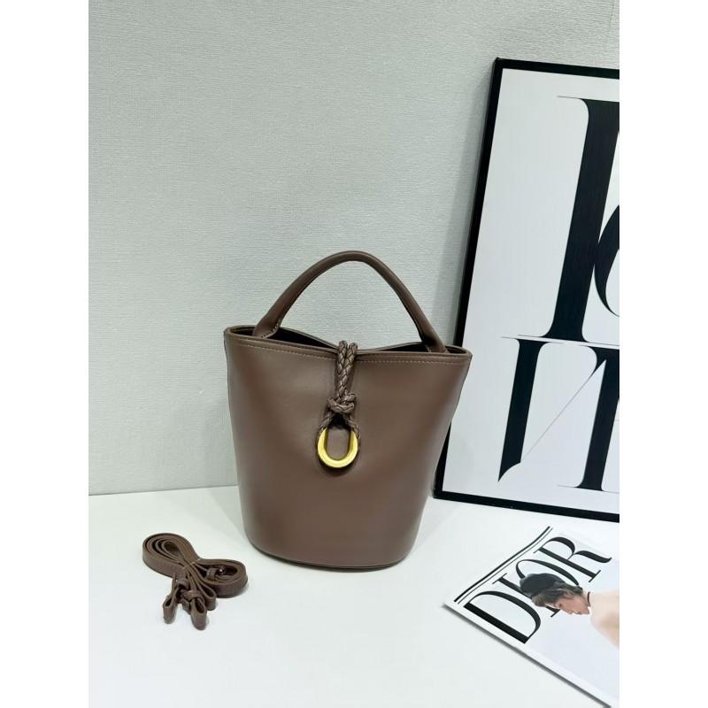 Soft Vegan Leather Bucket Bag Women Casual Crossbody Tote With Woven Detail Medium Size Multiple Colors