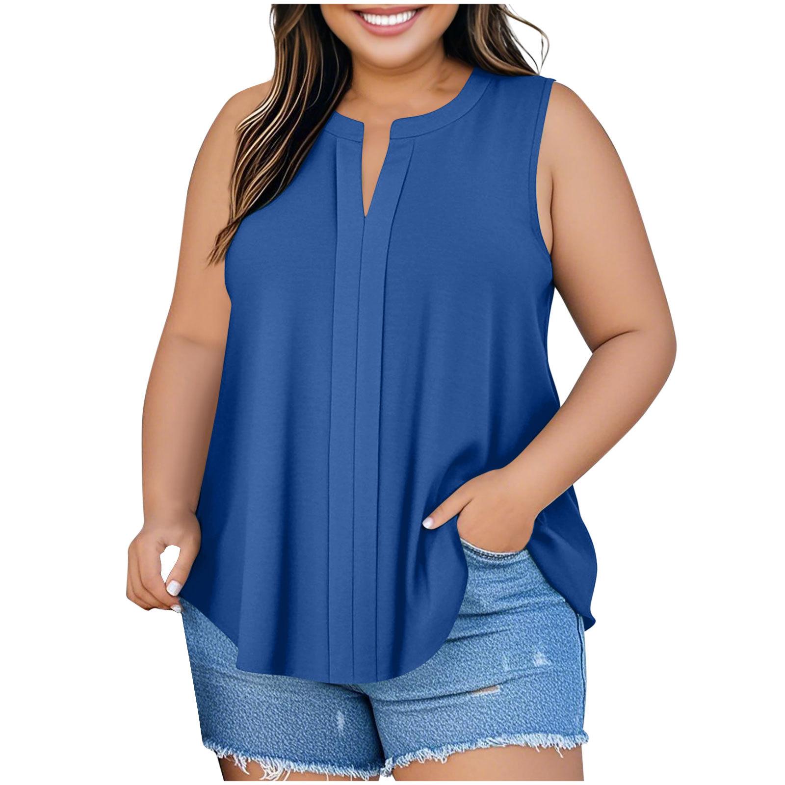 Women s Fashion Plus Size Loose-Fit Sleeveless T-Shirt Top XXXXL