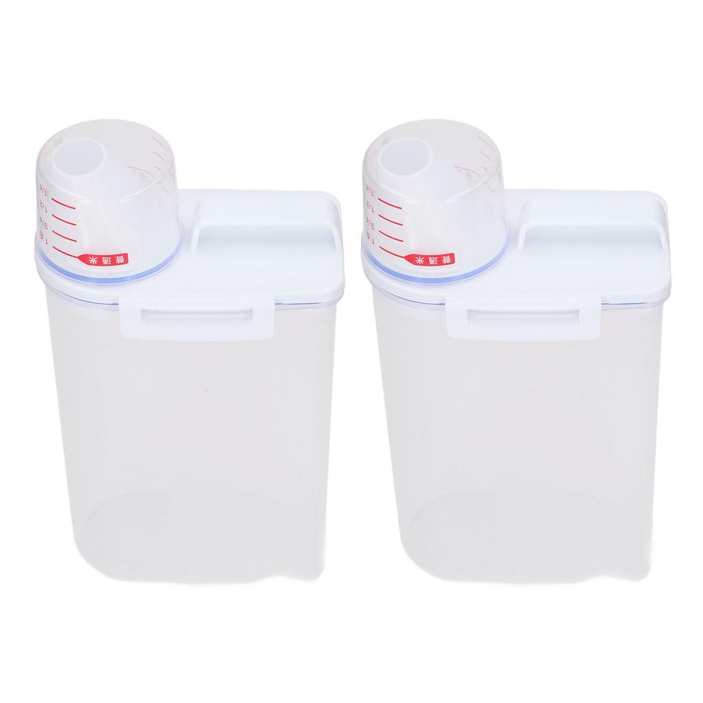 2PCS Rice Storage Container 2.5L Plastic Rice Dispenser Bin with Pour Spout for Rice Beans Grains Small Dry Food