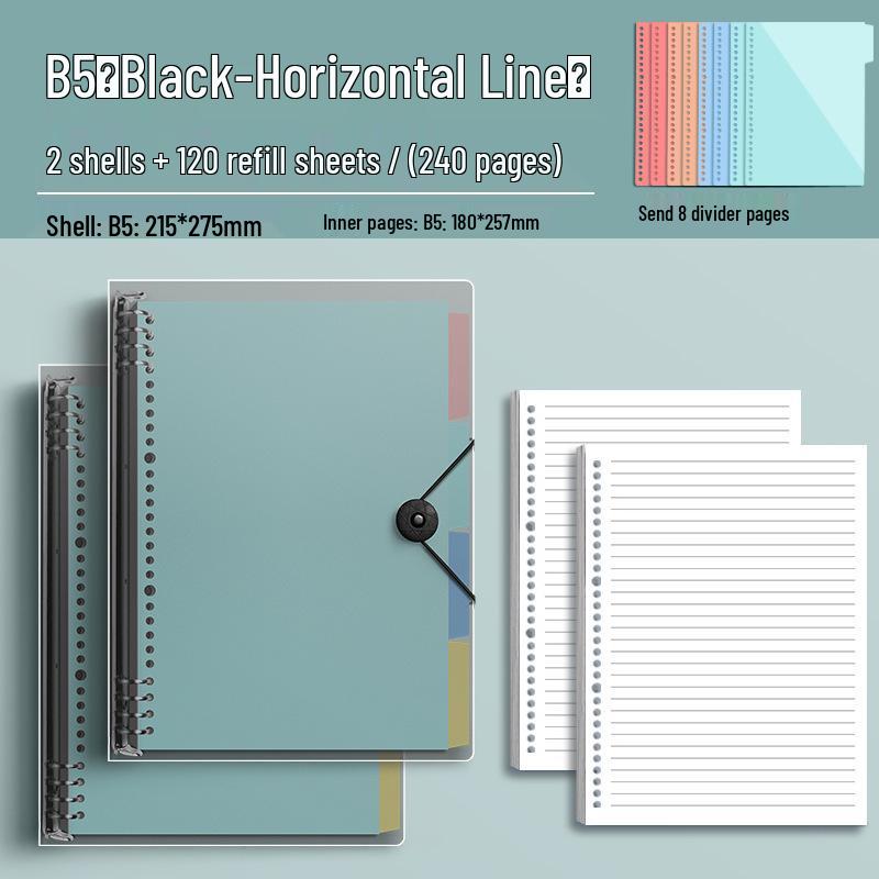 Extra Thick B5 Ring Binder Notebook with Loose-Leaf Refills - Comfortable for Hands, Perfect for Students