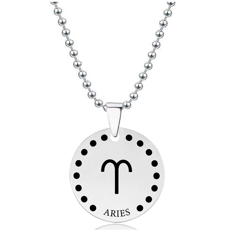 Engraved Twelve Constellations Stainless Steel Pendant Necklace - Christmas Gift