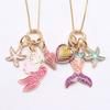 Lovely Peach Heart Charm Neck Chain Long Chain Pendant Necklace Drop Oil Choker