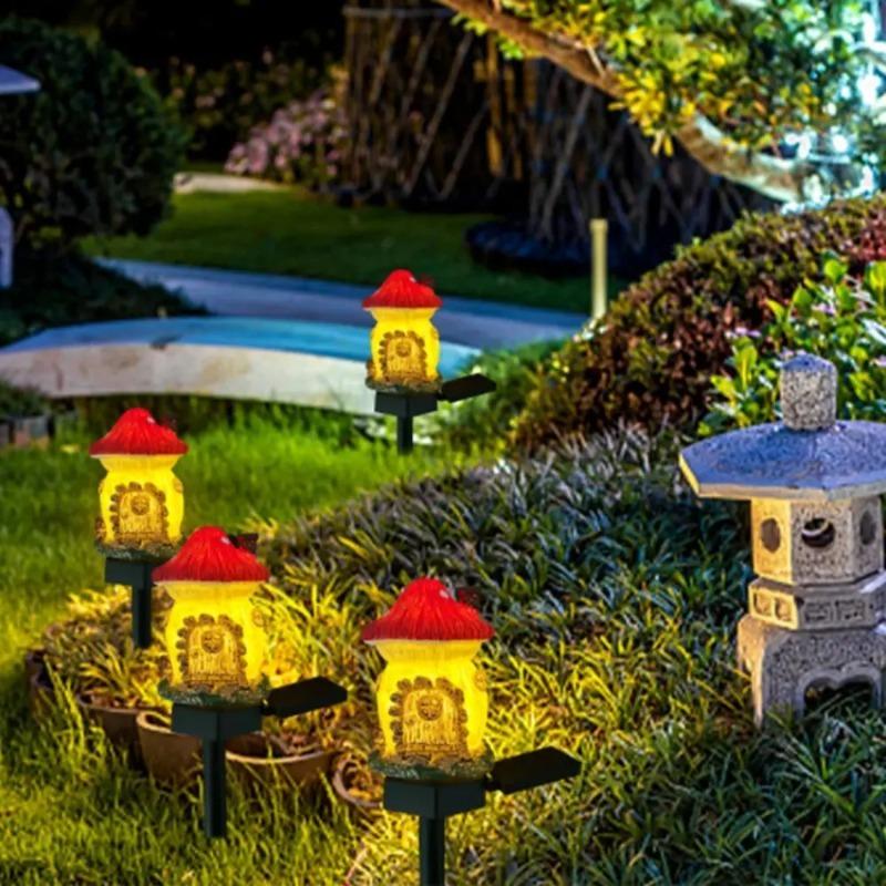 Multi Craft LED Solar Lawn Light Waterproof Design Miniature Fairy House Solar Powered Outdoor Decor Fairy Mushroom House
