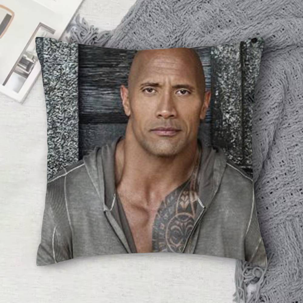 D-Dwayne Johnson Double-Sided Printed Square Decorative Cushion Cover For Sofa Living Room Home Decor