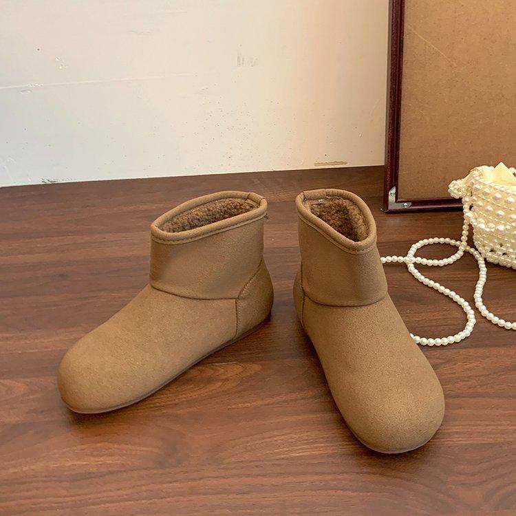 Mustard Green~ INS Super Good-looking Milk Fufu Snow Boots Women's Winter Velvet Thickened Warm Short Boots Fluffy Northeast Cotton Shoes