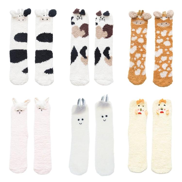 Womens Fuzzy Plush Slipper Socks Cute Animal Ears Home Warm Fleece Sleep Socks