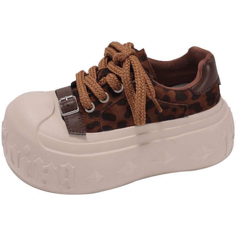 European Big Head Bread Shoes Women's New Thick-soled Muffin Shoes Versatile Small Height Increase Casual Board Shoes