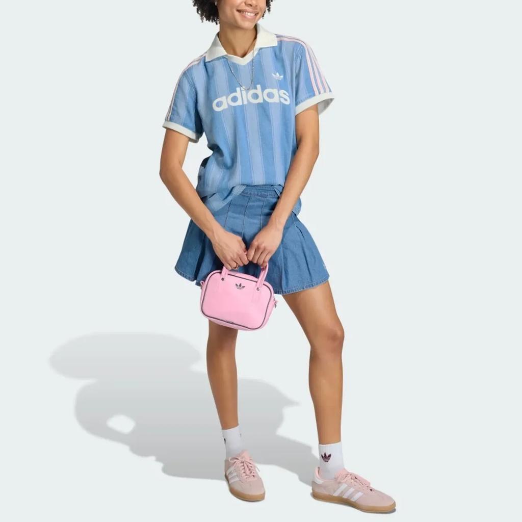 Adidas Originals Striped Short Sleeve Straight Football Shirt Women tops KD5448