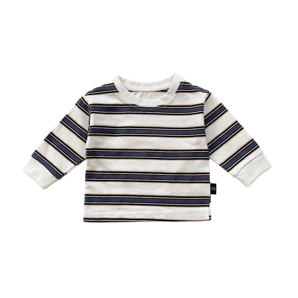 Koreansk randig långärmad baby-t-shirt för pojkar och flickor - Vår/Hösttopp