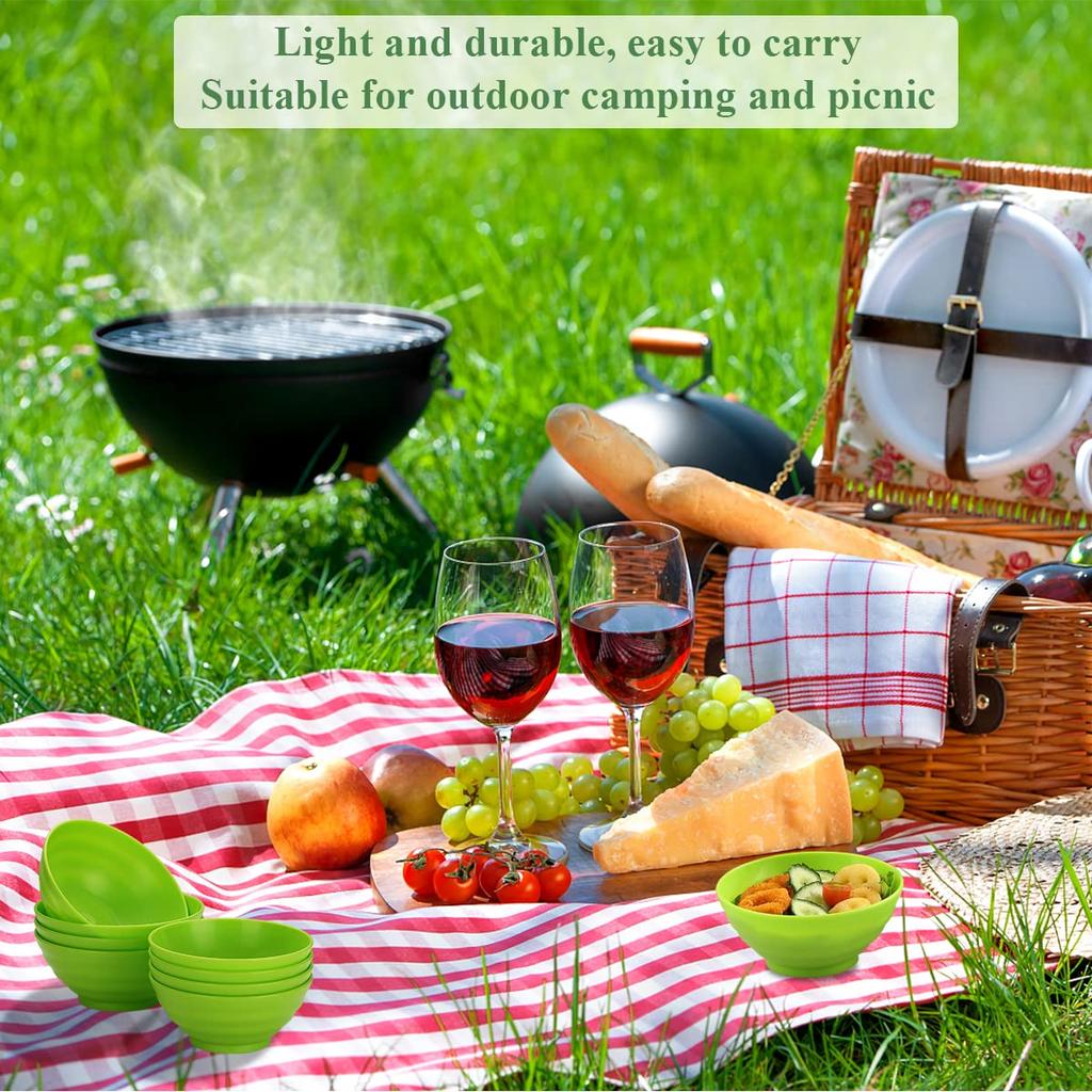 Evanda Set of Light 500ml Unbreakable Dishes and PP Plastic and Perfect for and Heat and Cold Microwave and Dishwasher Safe Bowls, 8, Green, & 1000ml,