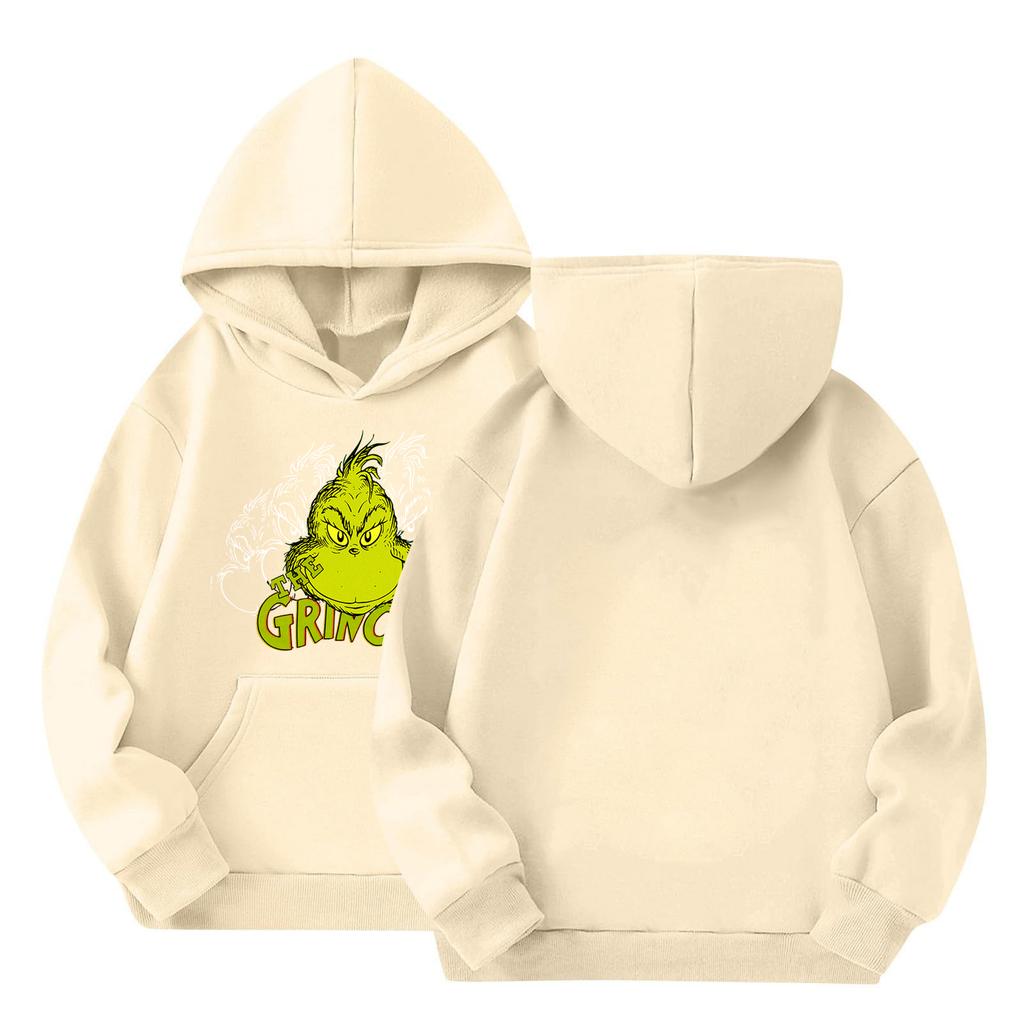 Kids' Long Sleeve Loose Pullover Letter Print Drawstring Hooded Sweatshirt