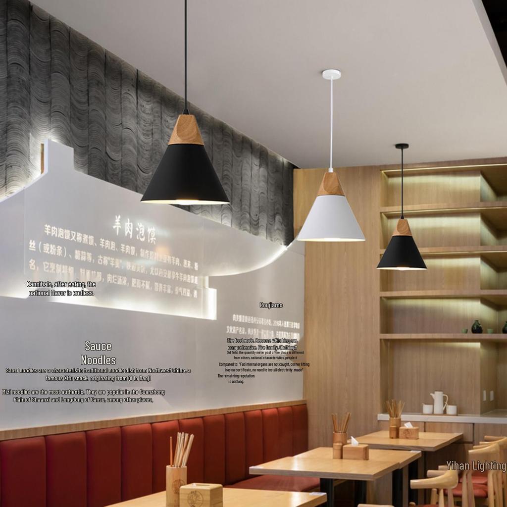 Modern Nordic Single-Head Pendant Light for Hotels, Bars, and Restaurants - Industrial Retro Style Lampshade.