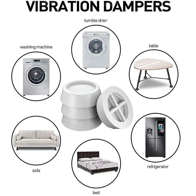 Weiße Waschmaschinen-Fußpolster für Anti-Vibrations-Waschmaschine und Trockner, Anti-Rutsch-Matte, Gummi-Isolationsfüße