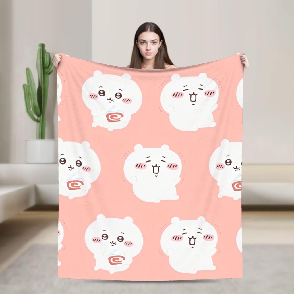 Chiikawa Cute Cartoon Manga Blanket Hachiware Usagi Wool Vintage Soft Throw Blanket for Home Decoration