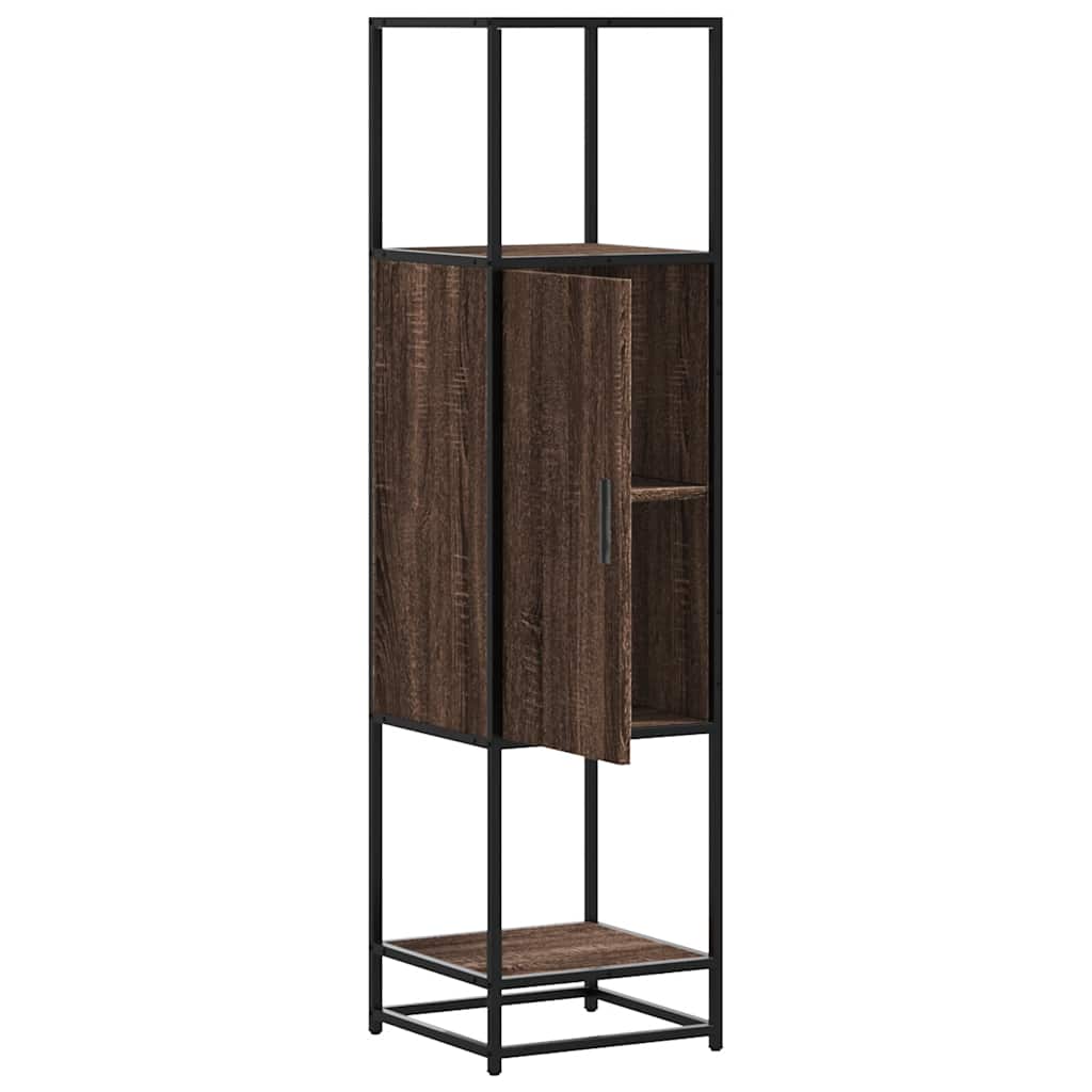 Highboard in Brown Oak Look 14 x 13.8 x 54.7 in (35.5 x 35 x 139 cm) Particleboard and Metal