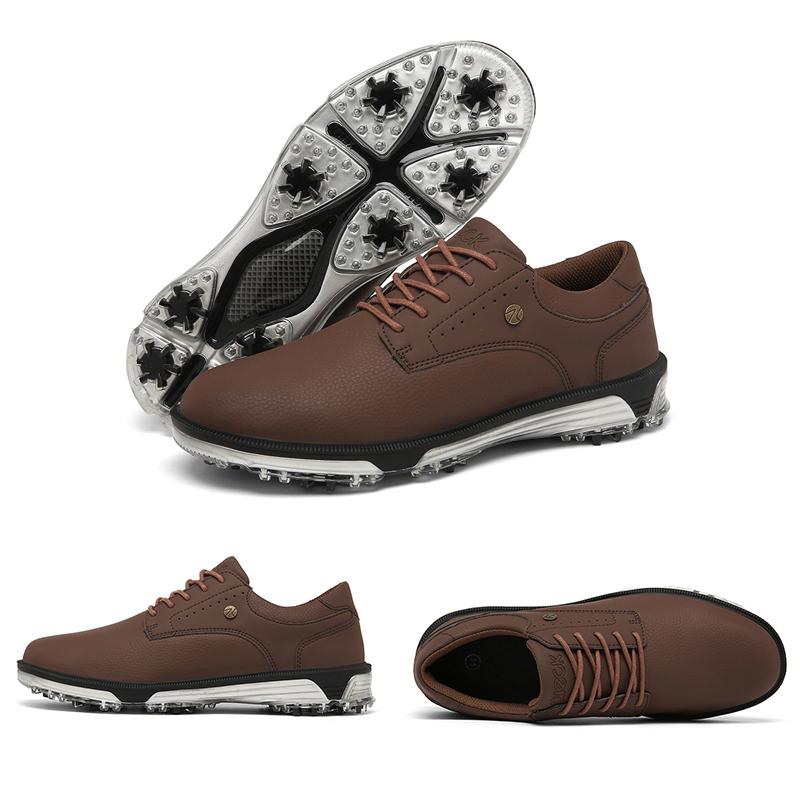 Nepromokavé golfové boty Pánské ležérní sportovní boty Prodyšné tréninkové tenisky Kožené golfové tenisky Protiskluzové hroty Golfové trenažéry